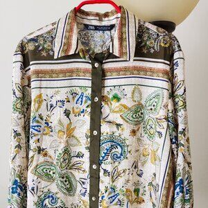 NWT Zara Paisley Dress Shirt size M